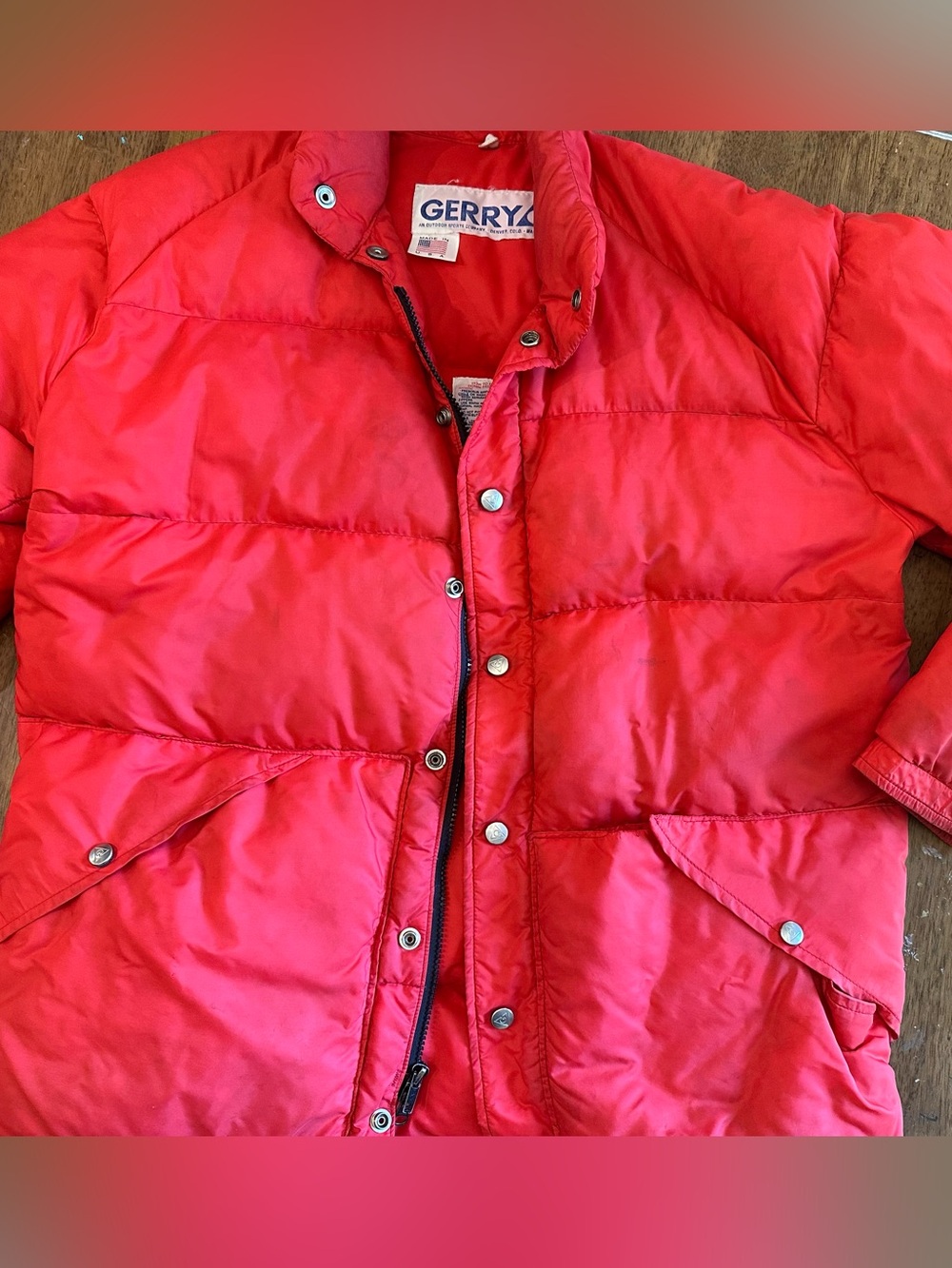 Men’s Vintage 70s Gerry Red Puffer Down Filled Coat Medium